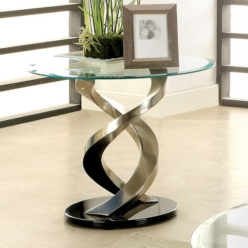 NOVA Satin Plated/Black End Table - Marjories Furniture (Las Vegas, NV)