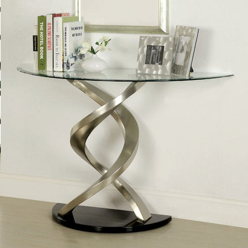NOVA Satin Plated/Black Sofa Table - Marjories Furniture (Las Vegas, NV)
