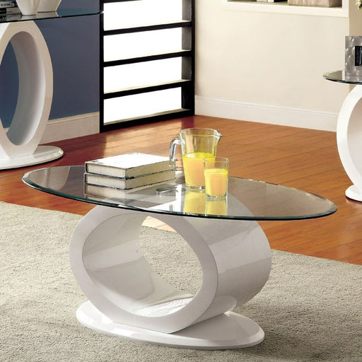 LODIA III White Coffee Table, White - Marjories Furniture (Las Vegas, NV)