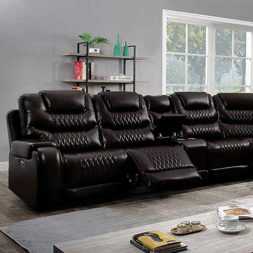 Mariah Power Sectional w/ Recliner Brown - Marjories Furniture (Las Vegas, NV)