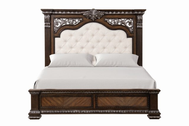 Promenade E.King & Queen Bed Brown & White - Marjories Furniture (Las Vegas, NV)