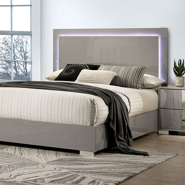 Sinistra Bed Beige, Black, White - Marjories Furniture (Las Vegas, NV)