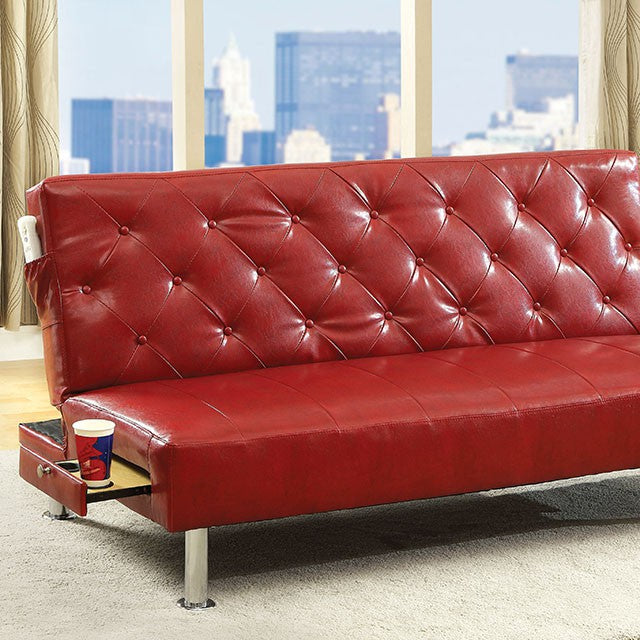 Farel Futon Sofa Red & White - Marjories Furniture (Las Vegas, NV)