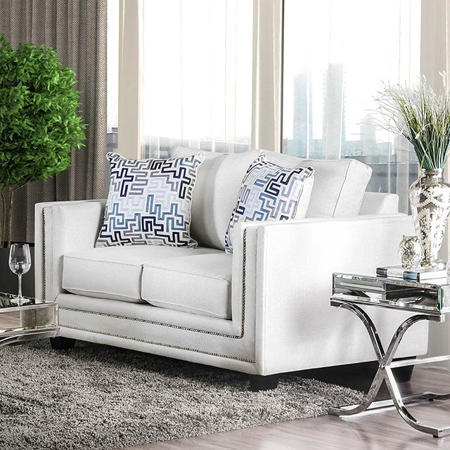 Ilse Off-White/Blue Love Seat - Marjories Furniture (Las Vegas, NV)