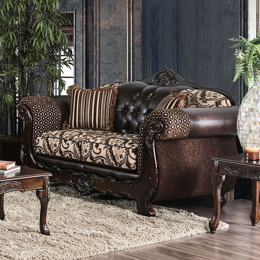 Quirino Light Brown/Dark Brown Love Seat - Marjories Furniture (Las Vegas, NV)