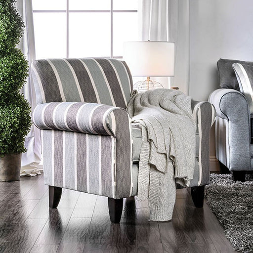 Misty Blue/Gray Stripe Chair - Marjories Furniture (Las Vegas, NV)
