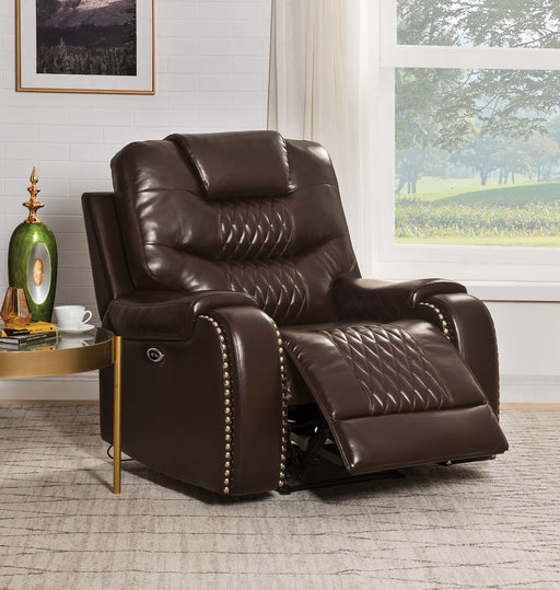 Braylon Brown PU Recliner (Power Motion) - Marjories Furniture (Las Vegas, NV)
