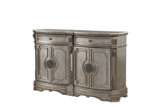 Northville Antique Silver Server (MARBLE TOP) - Marjories Furniture (Las Vegas, NV)