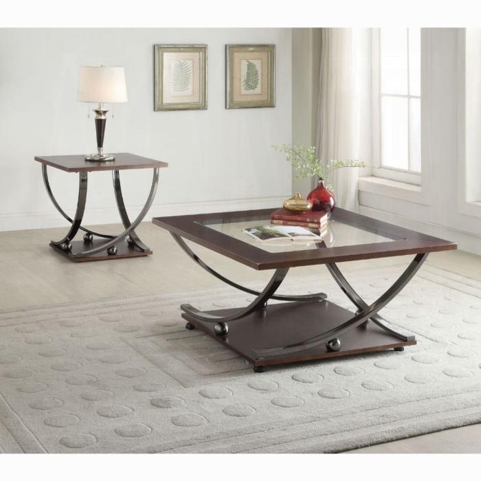 Isiah Black Nickel & Clear Glass Coffee Table - Marjories Furniture (Las Vegas, NV)