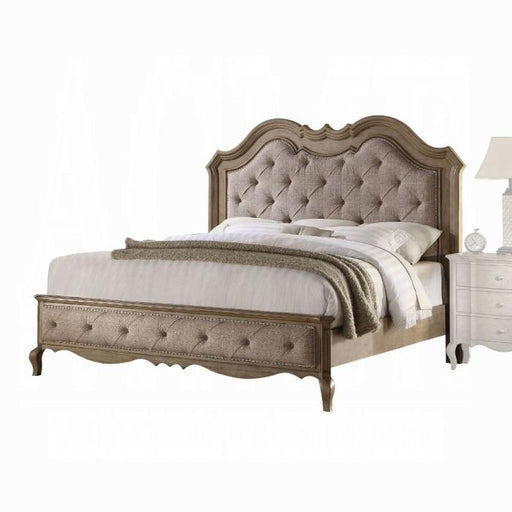 Chelmsford Beige Fabric & Antique Taupe Eastern King Bed - Marjories Furniture (Las Vegas, NV)