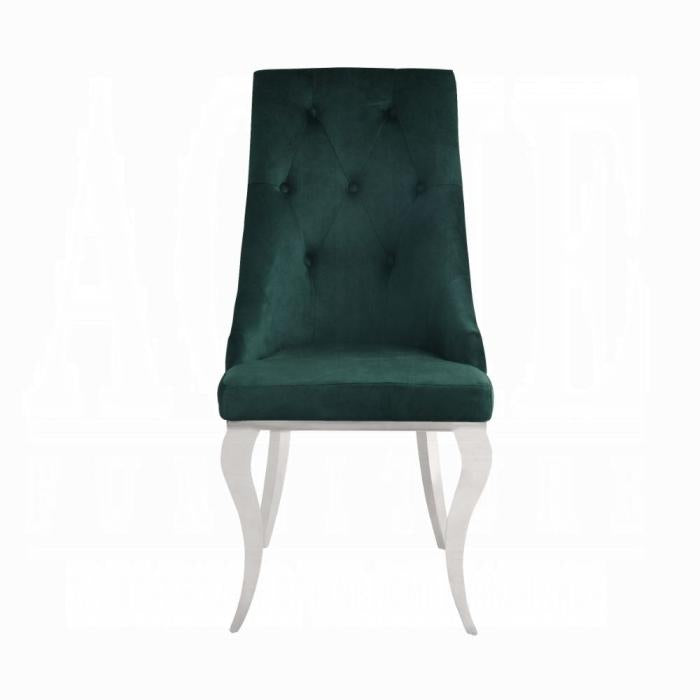 Dekel Green Fabric & Stainless Steel Side Chair - Marjories Furniture (Las Vegas, NV)