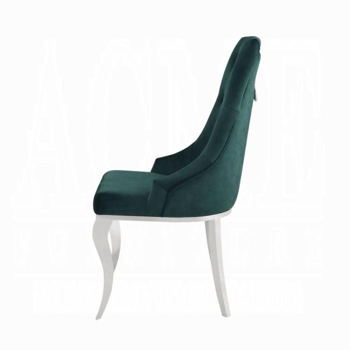 Dekel Green Fabric & Stainless Steel Side Chair - Marjories Furniture (Las Vegas, NV)