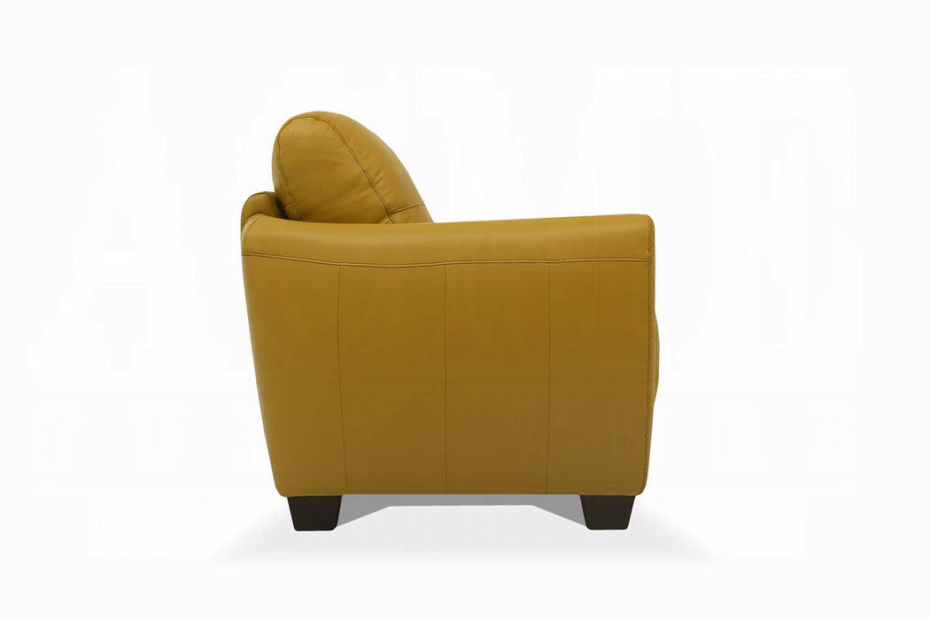 Valeria Mustard Leather Sofa - Marjories Furniture (Las Vegas, NV)