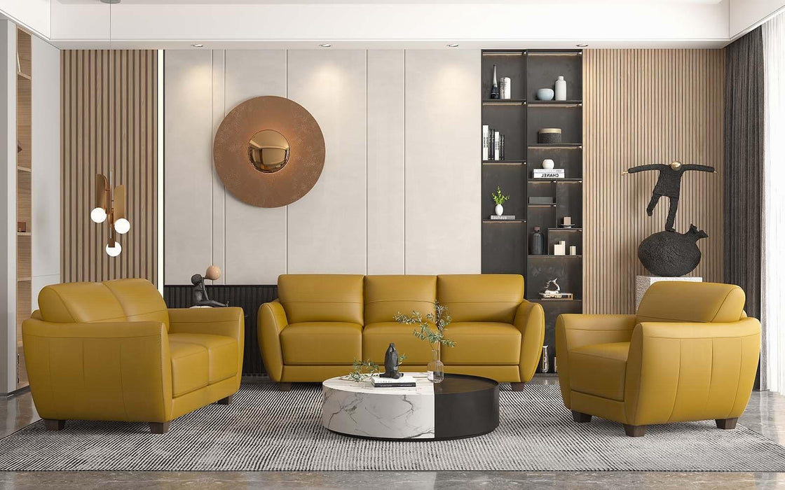 Valeria Mustard Leather Sofa - Marjories Furniture (Las Vegas, NV)