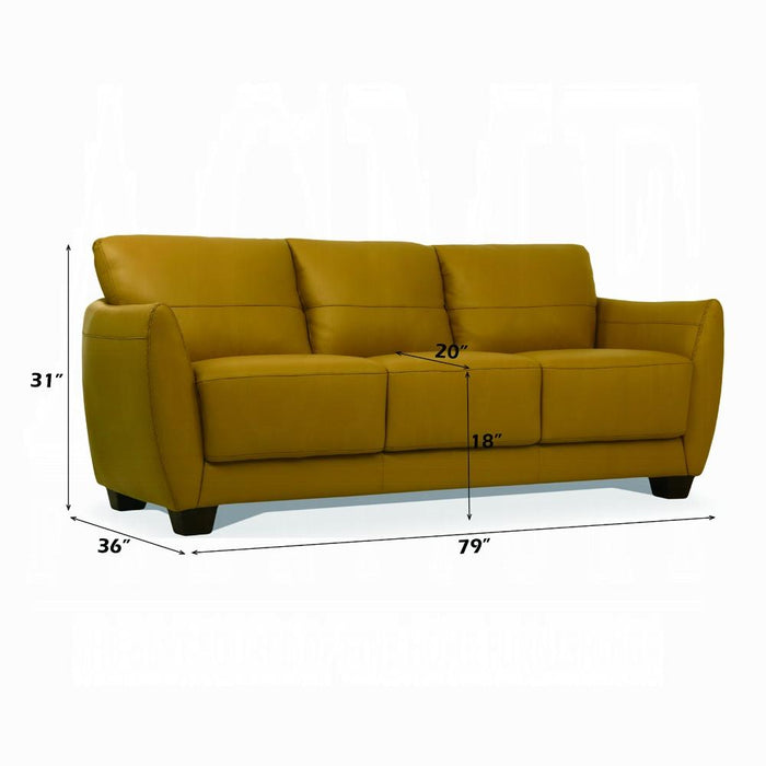 Valeria Mustard Leather Sofa - Marjories Furniture (Las Vegas, NV)
