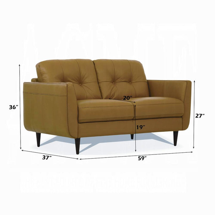 Radwan Camel Leather Loveseat - Marjories Furniture (Las Vegas, NV)