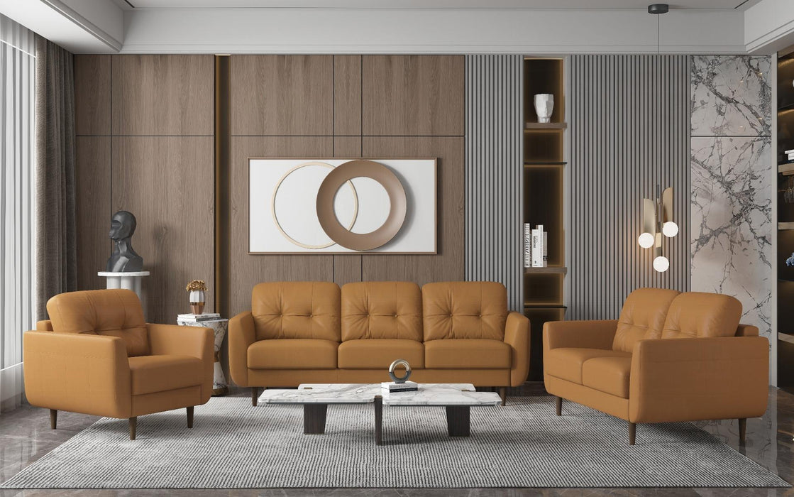 Radwan Camel Leather Loveseat - Marjories Furniture (Las Vegas, NV)