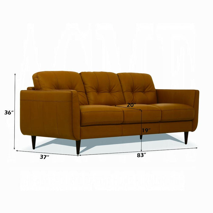 Radwan Camel Leather Sofa - Marjories Furniture (Las Vegas, NV)