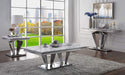 Satinka Light Gray Printed Faux Marble & Mirrored Silver Finish Table Set - Marjories Furniture (Las Vegas, NV)