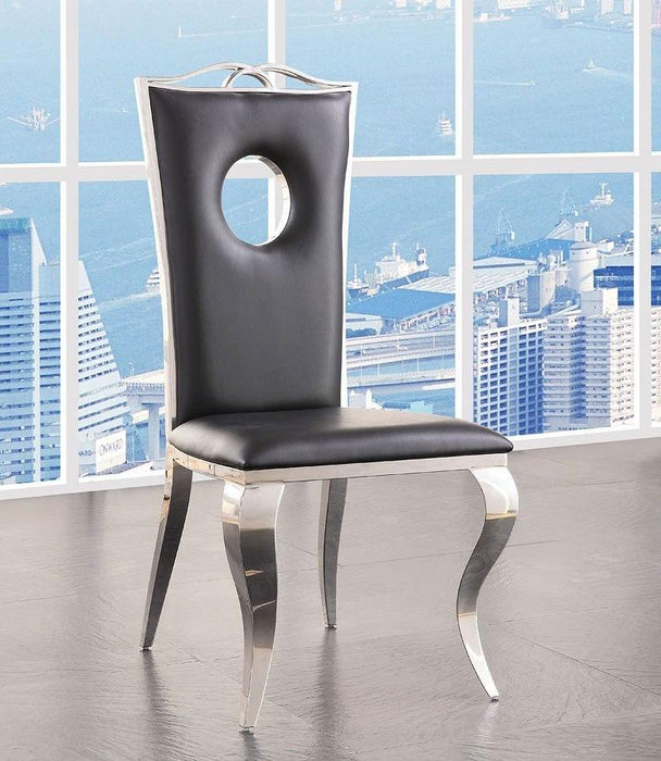 ACME Cyrene Faux Leather Side Chair (Set of 2) in Stainless Steel 62078 - Marjories Furniture (Las Vegas, NV)