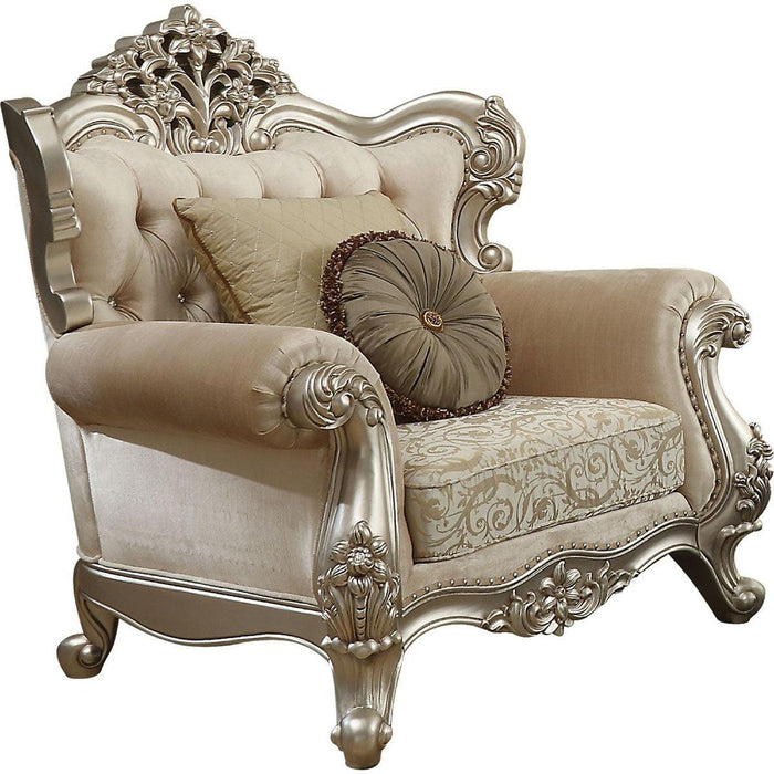 Acme Furniture Bently Chair with 2 Pillows in Champagne 50662 - Marjories Furniture (Las Vegas, NV)