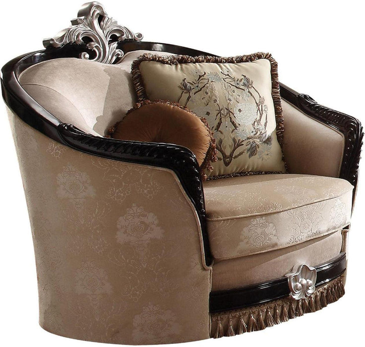 Acme Furniture Ernestine Chair with 2 Pillows in Tan and Black 52112 - Marjories Furniture (Las Vegas, NV)