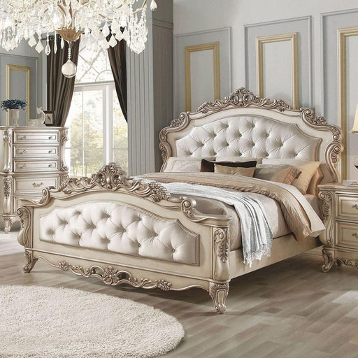 Acme Furniture Gorsedd Queen Panel Bed in Antique White - Marjories Furniture (Las Vegas, NV)