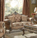 Acme Ragenardus Loveseat with 2 Pillows in Fabric & Vintage Oak 56031 - Marjories Furniture (Las Vegas, NV)