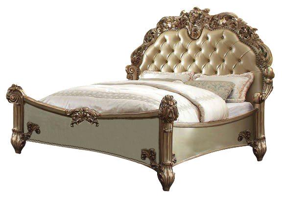 Acme Vendome Button Tufted Queen Bed in Gold Patina 23000Q - Marjories Furniture (Las Vegas, NV)