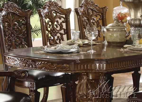 Acme Vendome Double Pedestal Dining Table in Cherry - Marjories Furniture (Las Vegas, NV)