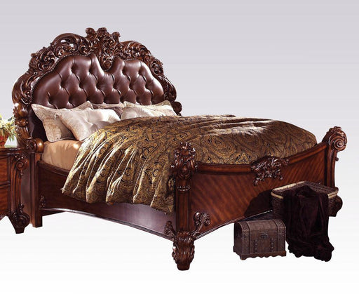 Acme Vendome Queen Panel Bed with Button Tufted Headboard in Cherry 22000Q - Marjories Furniture (Las Vegas, NV)