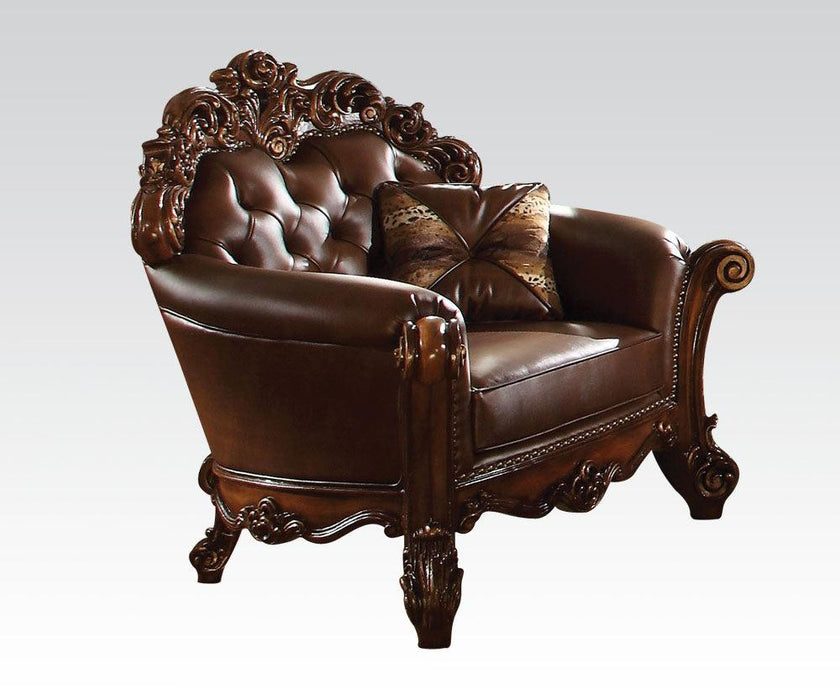 Acme Vendome Upholstered Chair with 1 Pillow in Cherry 52003 - Marjories Furniture (Las Vegas, NV)
