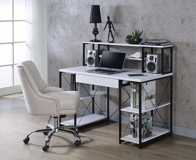 Amiel White & Black Desk - Marjories Furniture (Las Vegas, NV)
