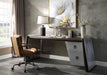 Brancaster Distress Chocolate Top Grain Leather & Aluminum Desk - Marjories Furniture (Las Vegas, NV)