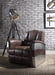 Brancaster Retro Brown Top Grain Leather & Aluminum Accent Chair - Marjories Furniture (Las Vegas, NV)