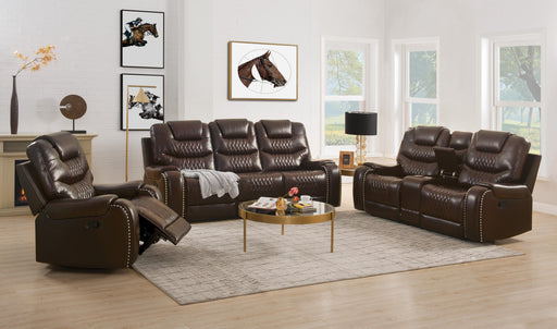 Braylon Brown PU Sofa+Loveseat (Motion) - Marjories Furniture (Las Vegas, NV)