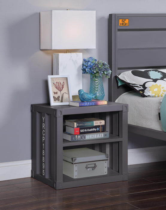 Cargo Gunmetal Nightstand (USB) - Marjories Furniture (Las Vegas, NV)