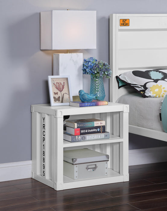 Cargo White Nightstand (USB) - Marjories Furniture (Las Vegas, NV)