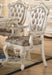Chantelle Rose Gold PU & Pearl White Arm Chair - Marjories Furniture (Las Vegas, NV)