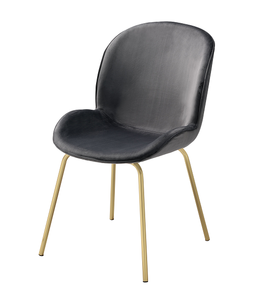 Chuchip Gray Velvet & Gold Side Chair - Marjories Furniture (Las Vegas, NV)