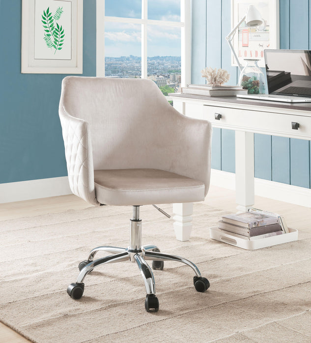 Cosgair Champagne Velvet & Chrome Office Chair - Marjories Furniture (Las Vegas, NV)