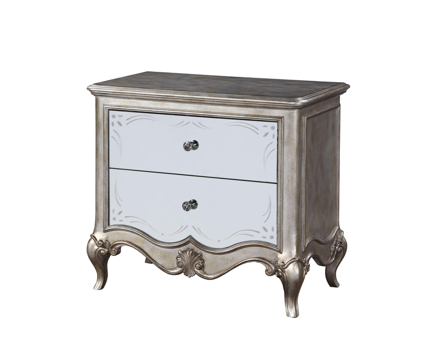 Esteban Antique Champagne Nightstand (2 Drw) - Marjories Furniture (Las Vegas, NV)