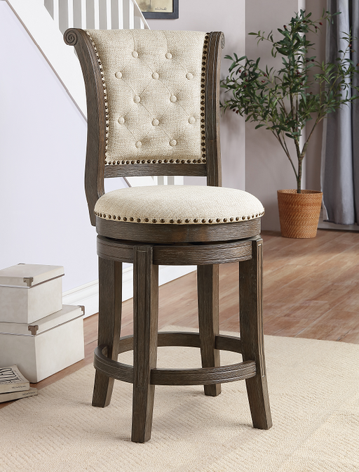 Glison Beige Fabric & Walnut Counter Height Chair (1Pc) - Marjories Furniture (Las Vegas, NV)