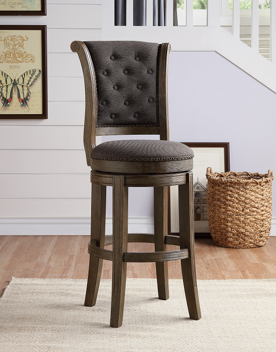 Glison Charcoal Fabric & Walnut Counter Height Chair (1Pc) - Marjories Furniture (Las Vegas, NV)