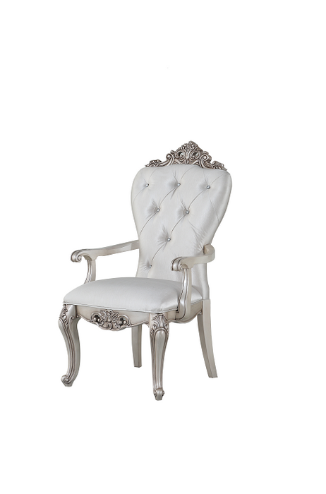 Gorsedd Cream Fabric & Antique White Arm Chair - Marjories Furniture (Las Vegas, NV)