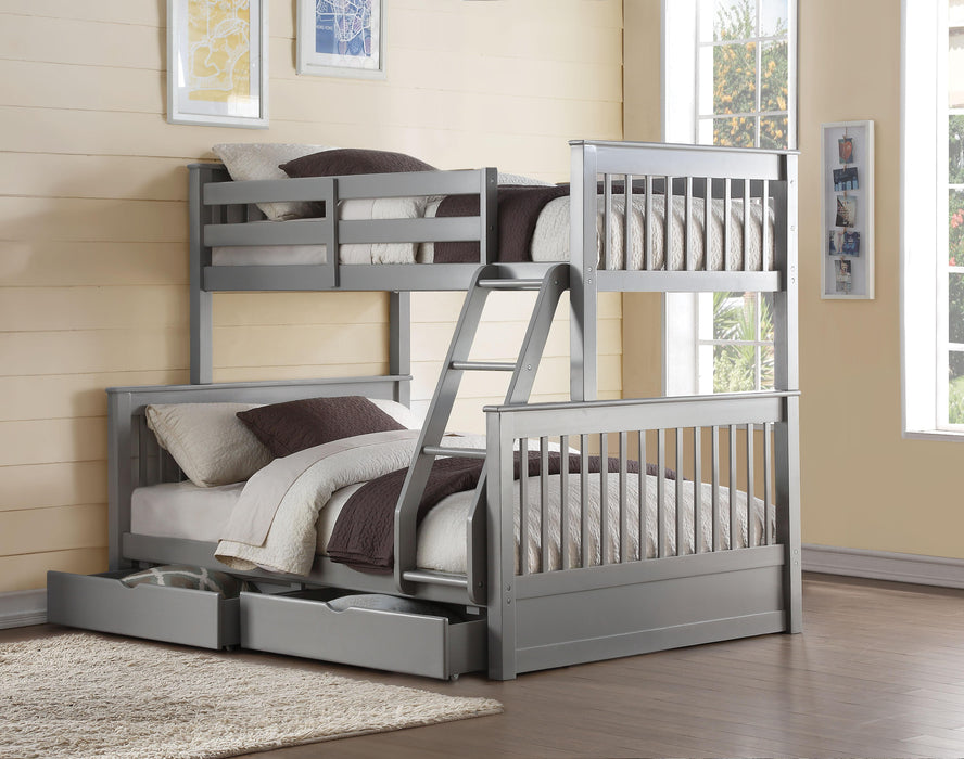 Haley II Gray Bunk Bed (Twin/Full) - Marjories Furniture (Las Vegas, NV)
