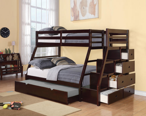 Jason Espresso Bunk Bed (Twin/Full) - Marjories Furniture (Las Vegas, NV)
