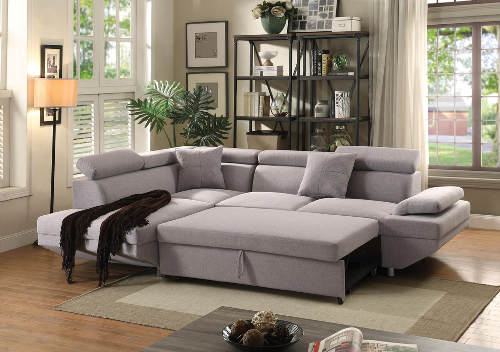Jemima Gray Fabric Sectional Sofa w/Sleeper - Marjories Furniture (Las Vegas, NV)