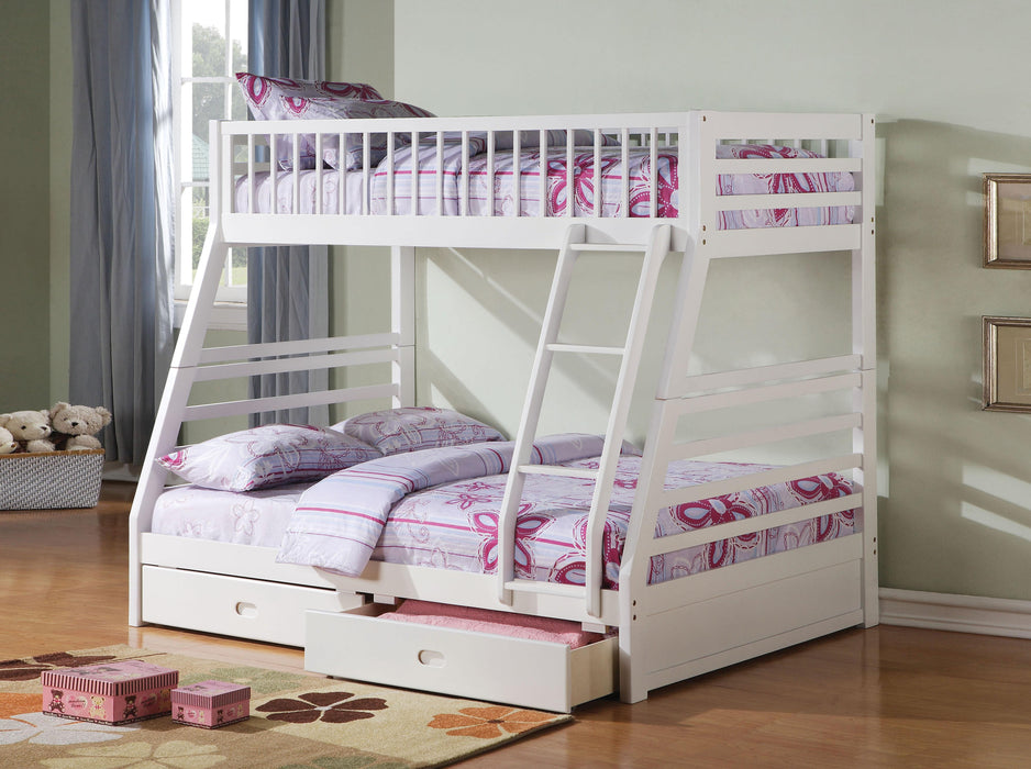 Jason White Bunk Bed (Twin/Full) - Marjories Furniture (Las Vegas, NV)