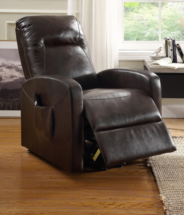 Kasia Espresso PU Recliner w/Power Lift - Marjories Furniture (Las Vegas, NV)